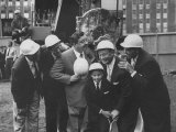 Jackie Gleason, Toots Shor and Jack Demsey at Ground Breaking Ceremony for New Restaraunt Premium Photographic Print