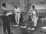 Entertainer Dean Martin Rehearsing with Actress Patti Page and Actor Bing Crosby Premium Photographic Print by Allan Grant