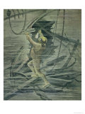 A Deep Sea Diver Looking at the Wrecks in the Port of Le Havre, from "Le Petit Journal" Giclee Print by Henri Meyer