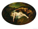 Nymph and Satyr, or Jupiter and Antiope, 1715 Estampe par Jean Antoine Watteau