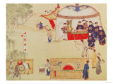 An Archery Contest, Late 18th Century, (Colour on Silk) Giclée-Druck