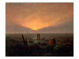 Moon Rising over the Sea, 1821 Estampe par Caspar David Friedrich