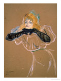 Yvette Guilbert (1867-1944) Singing "Linger, Longer, Loo," 1894 Estampe par Henri de Toulouse-Lautrec