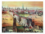 Old London Bridge, Detail from "Vischer's London," 17th Century Giclee Print by Nicholas Visscher