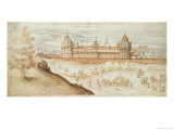 Elizabeth I's Procession Arriving at Nonesuch Palace Giclee Print by Joris Hoefnagel