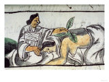 Aztec Midwife Administering Herbs to a Woman after Childbirth from an Account of Aztec Crafts, Giclee Print