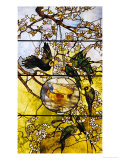 Parakeets and Gold Fish Bowl, 1893 Estampe par Louis Comfort Tiffany