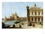 Entrance to Grand Canal, Venice, with Piazzetta and the Church of Santa Maria Della Salute Estampe par Canaletto 