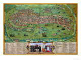 Map of Venice, from "Civitates Orbis Terrarum" by Georg Braun and Frans Hogenberg, circa 1572 Giclee Print by Joris Hoefnagel