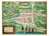 Edinburgh Map, from "Civitates Orbis Terrarum" by Georg Braun and Frans Hogenberg circa 1572-1617 Giclee Print by Joris Hoefnagel