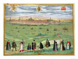 Map of Rostock, from "Civitates Orbis Terrarum" by Georg Braun and Frans Hogenberg circa 1572-1617 Giclee Print by Joris Hoefnagel