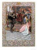Hamlet Before King Claudius, Queen Gertrude and Ophelia, Scene from "Hamlet", Giclee Print