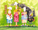 Barbecue Chefs II  Art by Tracy Flickinger
