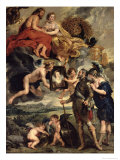 The Medici Cycle: Henri IV Receiving the Portrait of Marie de Medici 1621-25 Estampe par Peter Paul Rubens