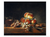 Still Life of Peaches, Nuts, Grapes and a Glass of Wine, 1758 Estampe par Jean-Baptiste Simeon Chardin