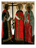 Icon Depicting Ss. Constantine, Helena and Agatha, Novgorod School, circa 1500 Giclee Print by Dionisy 