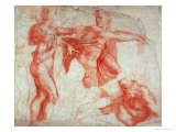 Studies of Male Nudes Estampe par Michelangelo Buonarroti 