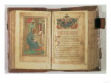 Scribe Writing out the Gospel; Page of Text Decorated with an Illumination, Giclee Print