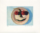 Gemueseteller Hellblau Lithografie von Andreas Scholz