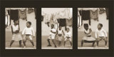Children Dancing Triptych Affiches par Nelson Figueredo