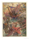 Danish Attacks on the English Coast Giclee Print by Henry Justice Ford