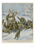 Lithuanian Wolves Eat a Horse and a Baby Giclee Print by Achille Beltrame