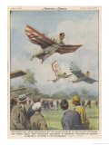 New Sport in California, Birdmen Launch Themselves from High Springboards Giclee Print by Achille Beltrame