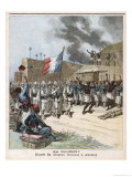 The French Tricouleur is Borne Proudly into the Smoking City of Abomey Dahomey Giclee Print by Henri Meyer