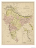 India Showing the Various Presidencies Under British Rule Giclée-Druck