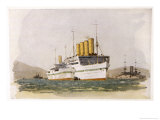 Cunard Passenger Liner Used During World War One as a Hospital Ship in the Gallipolli Campaign Giclee Print by Norman Wilkinson