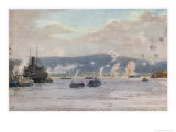 The Scene at 5.30 A.M. on "A" Beach Suvla Bay Giclee Print by Norman Wilkinson