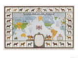 Horse Map of the World Showing Different Breeds, Giclee Print