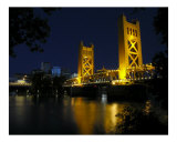 The Tower Bridge of Sacramento at Night, CA Photographic Print by George Oze