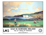 Golf in Northern Ireland, LMS Poster, circa 1925 Giclee Print by Norman Wilkinson