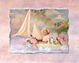 Baby in Segelboot Kunstdruck von Lisa Jane