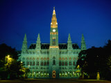 Town Hall (Rathaus) at Night, Vienna, Austria Photographic Print by Jon Davison