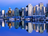 City Skyline and Coal Harbour, Dusk, Vancouver, Canada Photographic Print by David Tomlinson