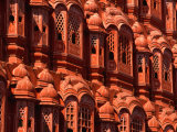 Facade of Carved Stone Windows on Hawa Mahal, Palace of the Winds, Jaipur, Rajasthan, India Photographic Print by Dallas Stribley