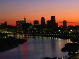 City Skyline at Sunset and Mississippi River, Minneapolis, USA Photographic Print by John Elk III