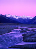 Waimakariri River Valley and Snow-Capped Mountains Behind, Arthur's Pass National Park, New Zealand Photographic Print by Wes Walker