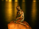 The Little Mermaid at Night, Copenhagen, Denmark Photographic Print by Martin Moos