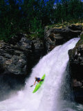 Kayaker Going Down Waterfall of Store Ula River, Rondane National Park, Norway Photographic Print by Anders Blomqvist