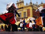 Folk Dancers in Old Market Square, Krakow, Malopolskie, Poland Photographic Print by Krzysztof Dydynski