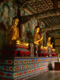 Three Reclining Gold Buddhas and Ornate Decoration in Seonunsa Temple, Jeollabuk-Do, South Korea Photographic Print by Bill Wassman