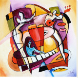 Stroking the Keys Stretched Canvas Print by Alfred Gockel