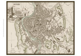 Sepia Map of Rome Posters