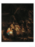 Adoration of the Shepherds, 1646 Estampe par Rembrandt van Rijn 