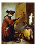 The Monkey as Painter, 1740 Estampe par Jean-Baptiste Simeon Chardin
