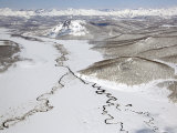 Aerial View of Two Rivers Joining in Valley, Kronotsky Zapovednik Reserve, Russia Photographic Print by Igor Shpilenok
