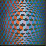 Squares Reproduction transférée sur toile : par Victor Vasarely